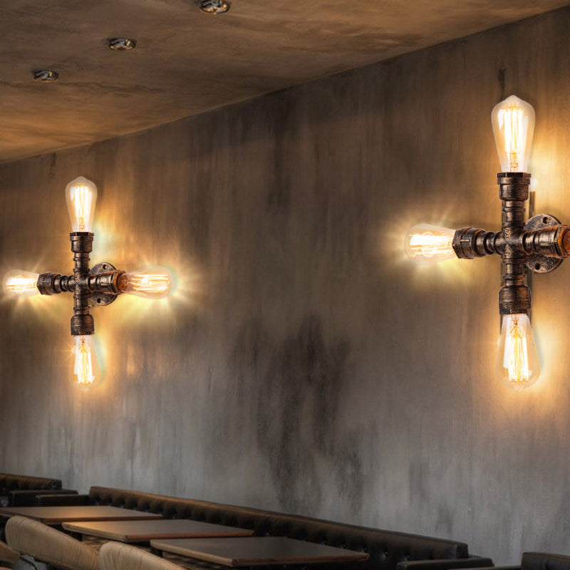 Frendorf | Eisen Wasserrohr Wandlampe Rustikaler Stil Restaurant Wandbeleuchtung Fixture in Bronze