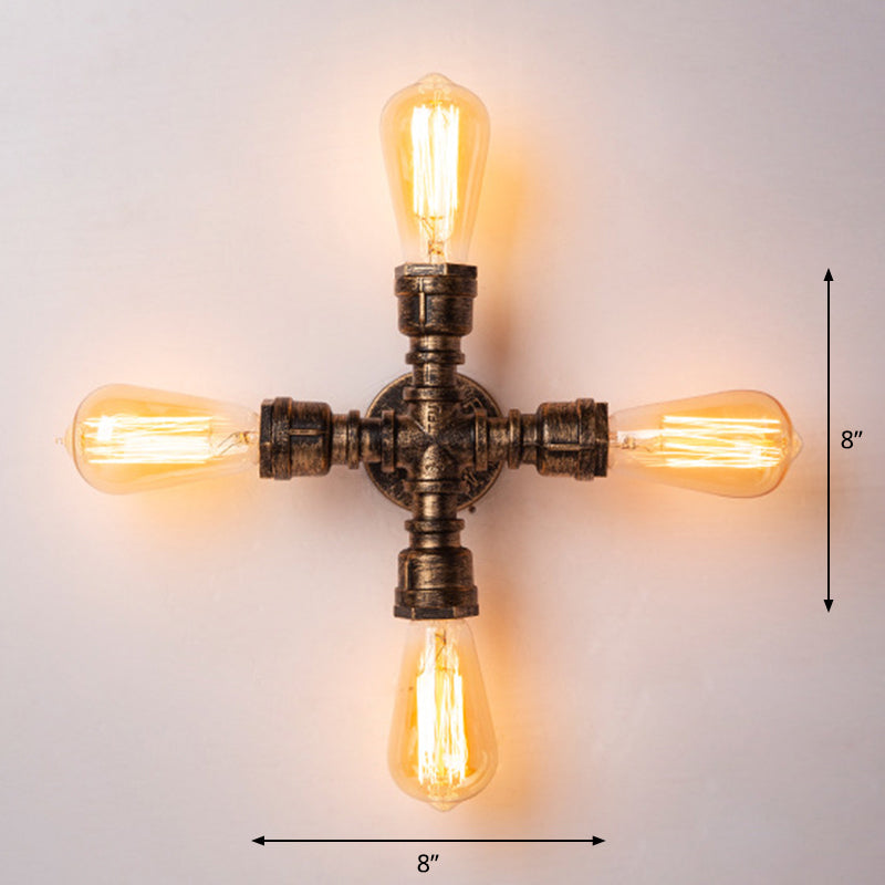 Frendorf | Eisen Wasserrohr Wandlampe Rustikaler Stil Restaurant Wandbeleuchtung Fixture in Bronze