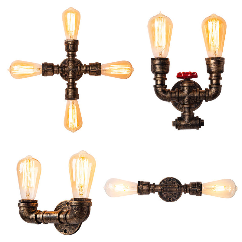 Frendorf | Eisen Wasserrohr Wandlampe Rustikaler Stil Restaurant Wandbeleuchtung Fixture in Bronze