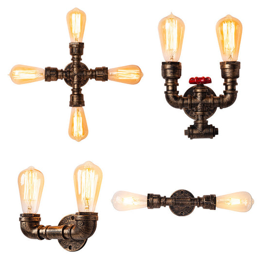 Frendorf | Eisen Wasserrohr Wandlampe Rustikaler Stil Restaurant Wandbeleuchtung Fixture in Bronze