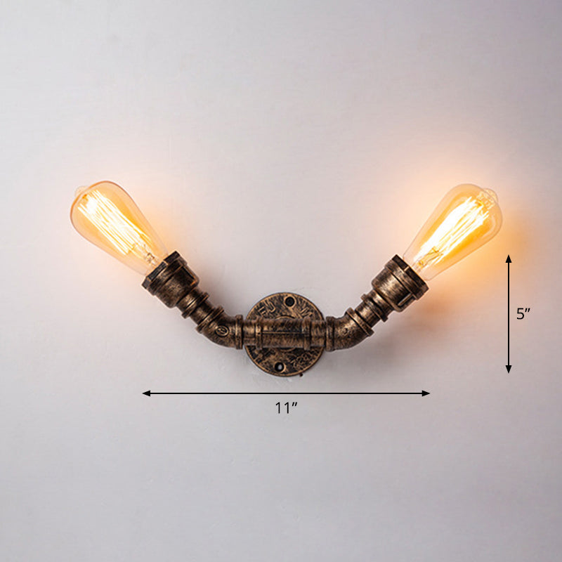 Frendorf | Eisen Wasserrohr Wandlampe Rustikaler Stil Restaurant Wandbeleuchtung Fixture in Bronze