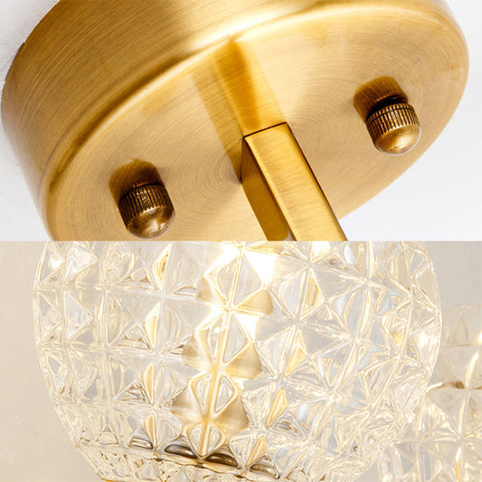 Frendorf | 1/2-Licht Wandleuchte Moderne Orb Klarglas Gitter Wandleuchte mit geradlinigem Arm in Gold für Flur