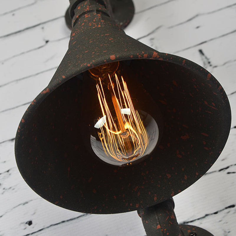 Frendorf | Vintage Conische Wandlamp Eenlampige IJzeren Wandgemonteerde Lamp met Waterpijp in Roest