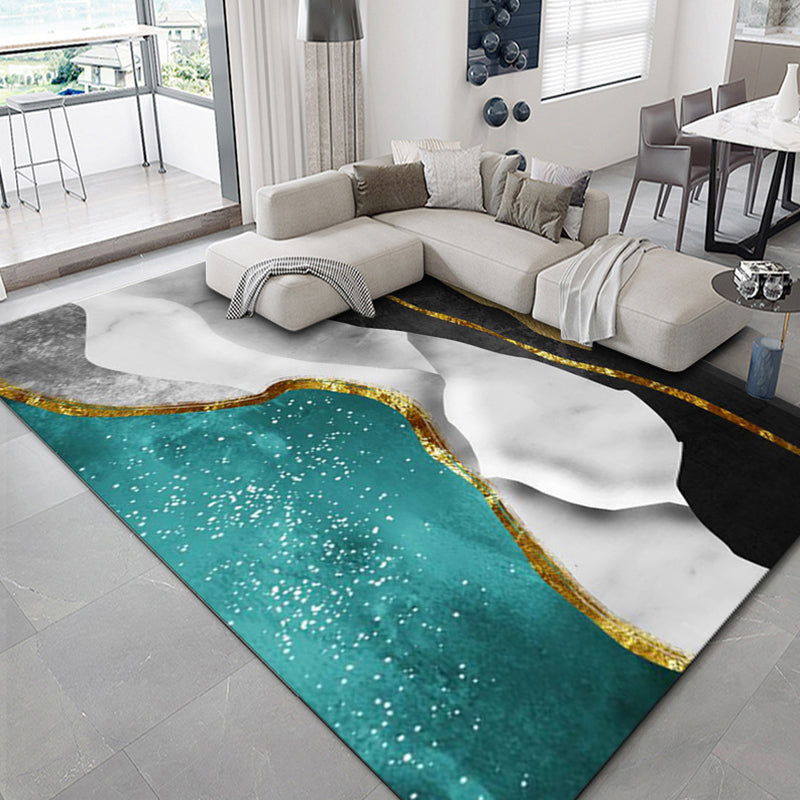 Luxus geometrischer Druck Teppich Mehrfarbig Synthetik Teppich Rutschfeste Unterlage Tierfreundlicher Teppich für Das Wohnzimmer