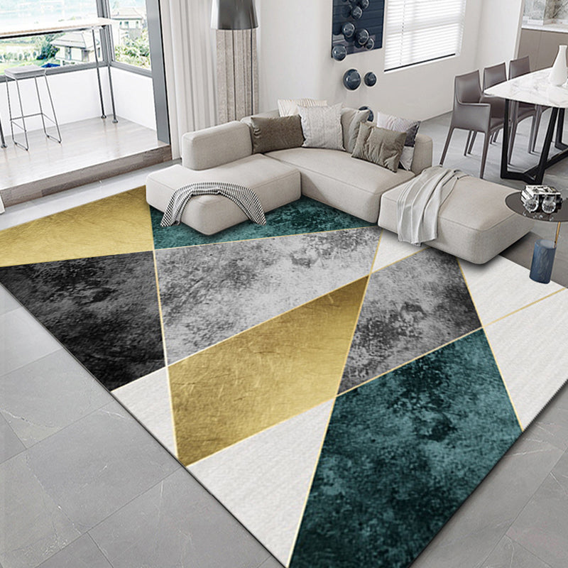 Luxus geometrischer Druck Teppich Mehrfarbig Synthetik Teppich Rutschfeste Unterlage Tierfreundlicher Teppich für Das Wohnzimmer