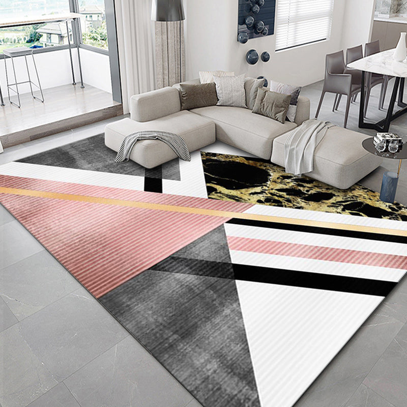 Luxus geometrischer Druck Teppich Mehrfarbig Synthetik Teppich Rutschfeste Unterlage Tierfreundlicher Teppich für Das Wohnzimmer