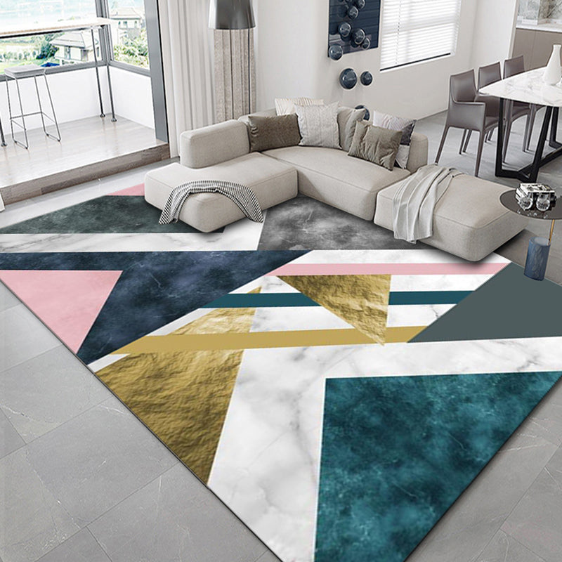 Luxus geometrischer Druck Teppich Mehrfarbig Synthetik Teppich Rutschfeste Unterlage Tierfreundlicher Teppich für Das Wohnzimmer