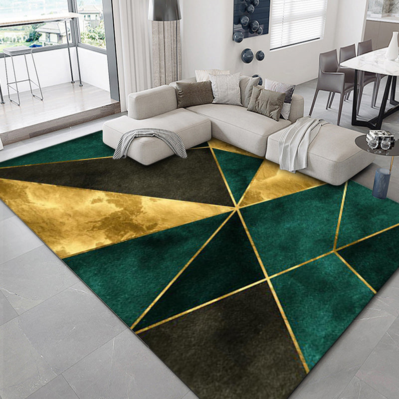 Luxus geometrischer Druck Teppich Mehrfarbig Synthetik Teppich Rutschfeste Unterlage Tierfreundlicher Teppich für Das Wohnzimmer