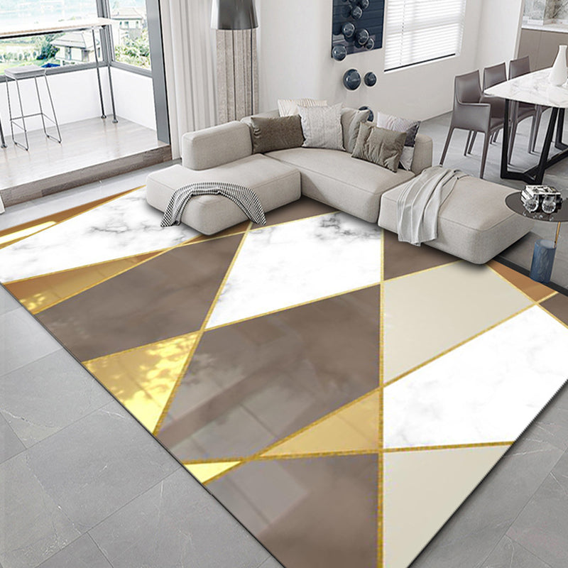 Luxus geometrischer Druck Teppich Mehrfarbig Synthetik Teppich Rutschfeste Unterlage Tierfreundlicher Teppich für Das Wohnzimmer