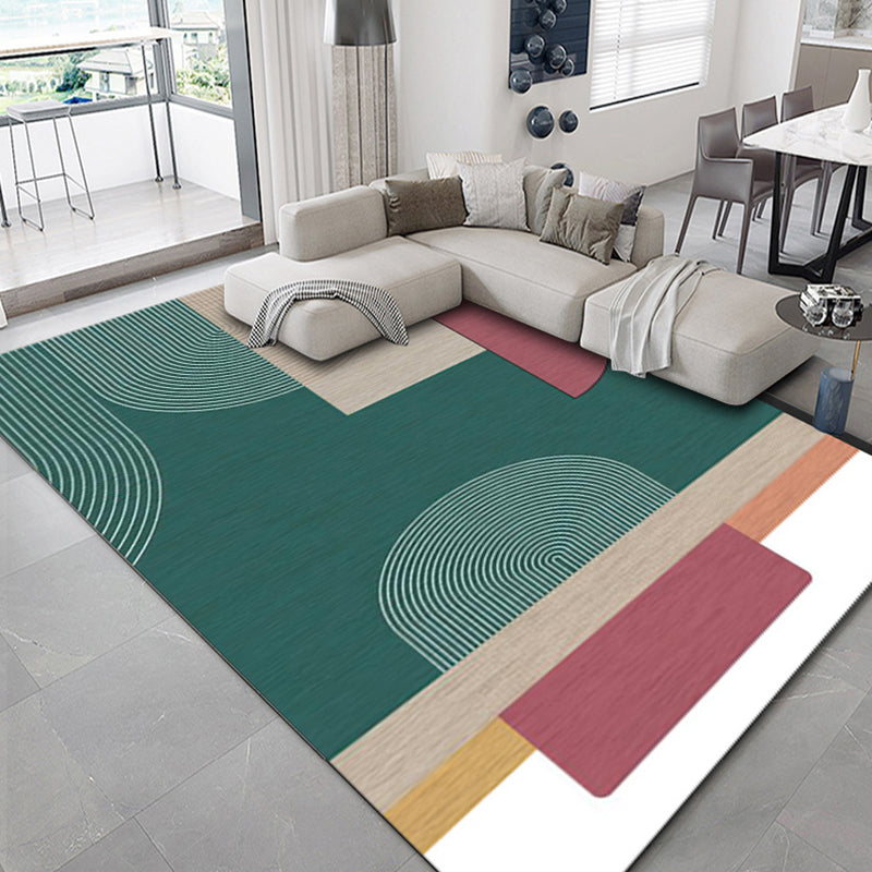Luxus geometrischer Druck Teppich Mehrfarbig Synthetik Teppich Rutschfeste Unterlage Tierfreundlicher Teppich für Das Wohnzimmer