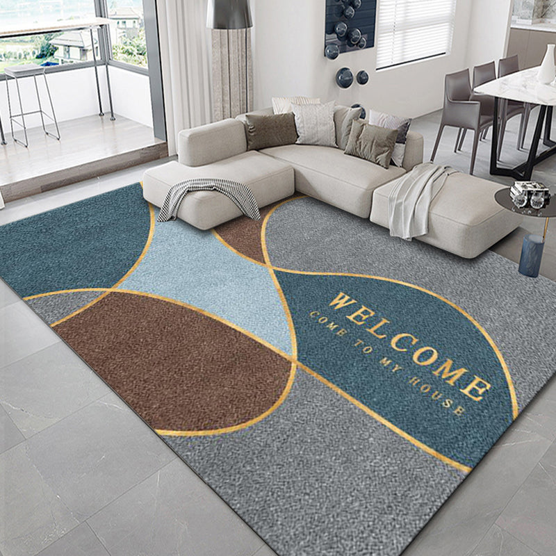 Luxus geometrischer Druck Teppich Mehrfarbig Synthetik Teppich Rutschfeste Unterlage Tierfreundlicher Teppich für Das Wohnzimmer