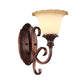 Frendorf | 1-Licht Frosted Glas Wandlicht Vintage Stil Rood Bruin Bloem Slaapkamer Wandlamp mit Kromme Arm