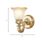Frendorf | 1 Glühbirne Weißes Glas Wandlaterne Traditionelle Goldene Florale Shade Esszimmer Wandlicht mit Bogenarm