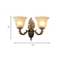 Frendorf | 1/2-Licht Wande scone Traditionelle Blüte Frosted Glas Scone Licht mit geschwungenem Arm in Schwarz für Flur