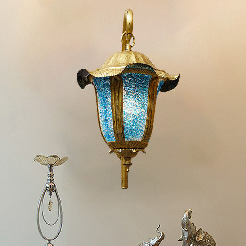 Frendorf | Marokkaanse Bel Wandlamp Fixture Met Één Gloeilamp Metallic Wandgemonteerde Lamp in Meerblauw