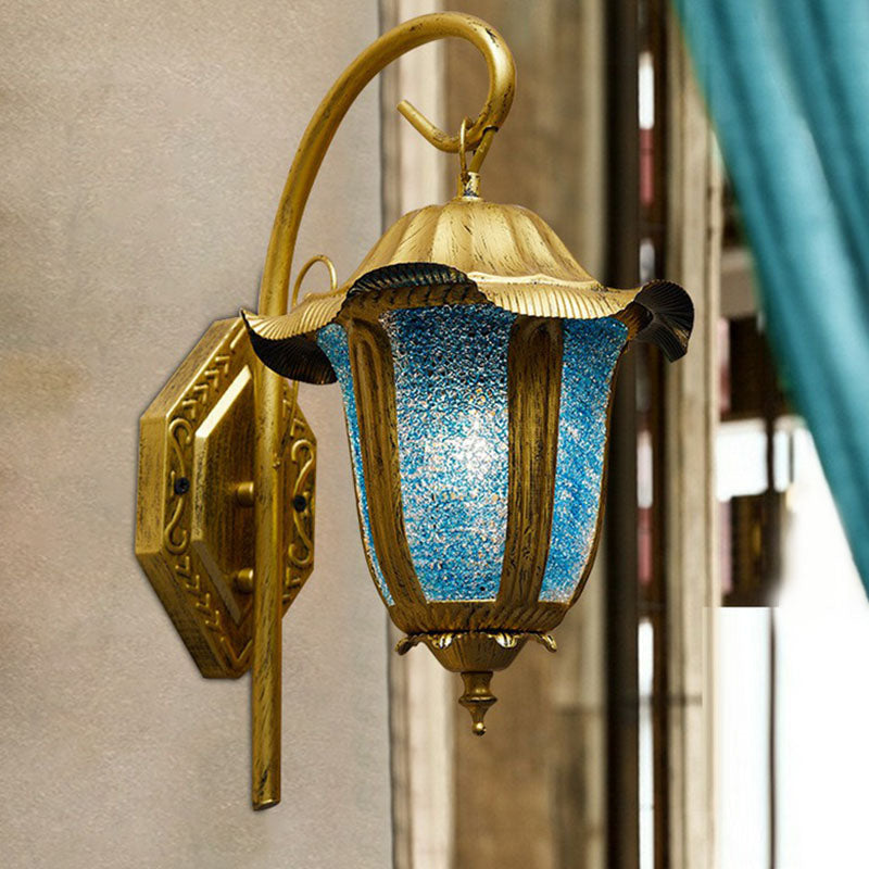 Frendorf | Marokkaanse Bel Wandlamp Fixture Met Één Gloeilamp Metallic Wandgemonteerde Lamp in Meerblauw