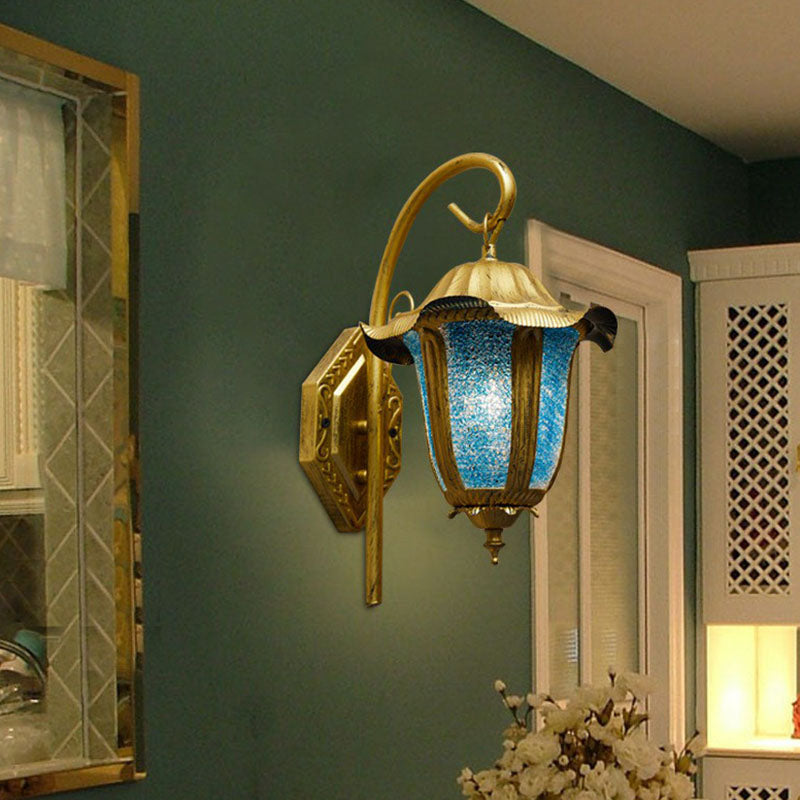Frendorf | Marokkaanse Bel Wandlamp Fixture Met Één Gloeilamp Metallic Wandgemonteerde Lamp in Meerblauw