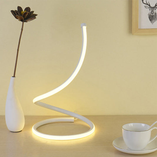 Simplicity Style Kurvenförmige LED Tischleuchte Metall Wohnzimmer Nachttischlampe