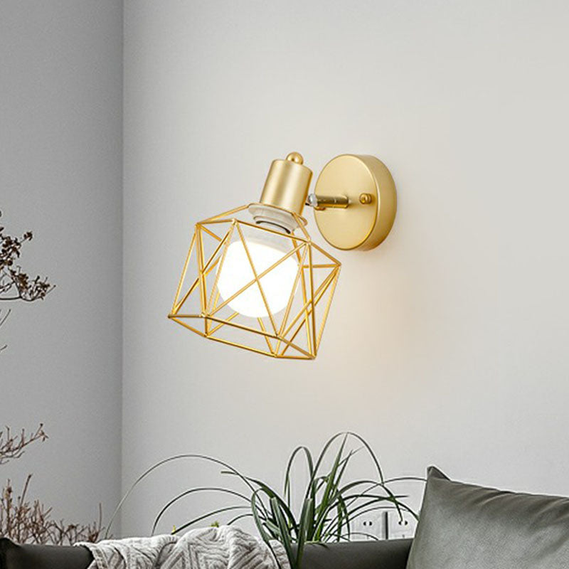 Frendorf | Antieke hexagonale wandlamp enkele ijzeren draaibare wandlichtarmatuur in goud