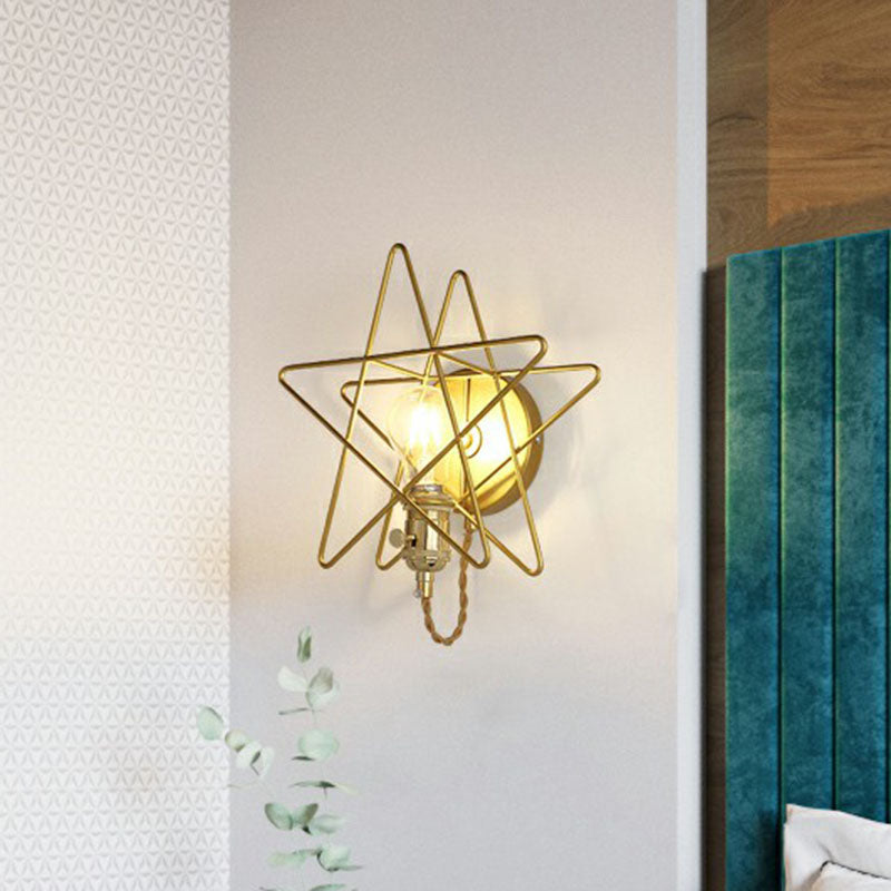 Frendorf | Star Cage Metall Wandlampe Einfachheit 1 Glühbirne Nachttisch Wandlicht Leuchte in Gold
