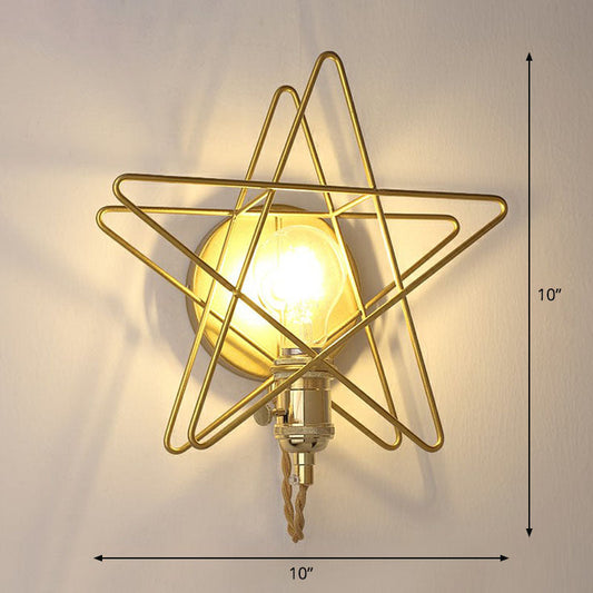 Frendorf | Star Cage Metall Wandlampe Einfachheit 1 Glühbirne Nachttisch Wandlicht Leuchte in Gold
