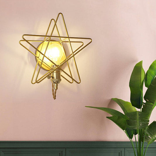 Frendorf | Star Cage Metall Wandlampe Einfachheit 1 Glühbirne Nachttisch Wandlicht Leuchte in Gold