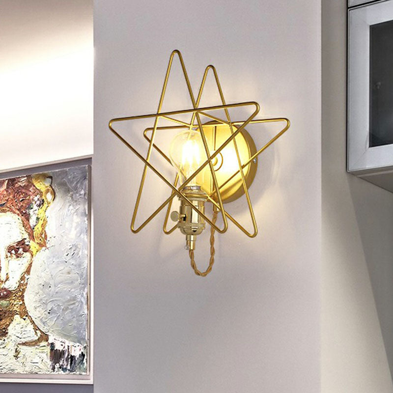 Frendorf | Star Cage Metall Wandlampe Einfachheit 1 Glühbirne Nachttisch Wandlicht Leuchte in Gold