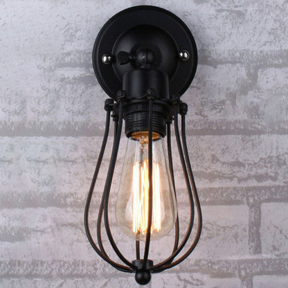 Frendorf | Vintage Grapefruit Cage Wandlamp Enkele Lampijzer Muurbevestigde Lamp in Zwart