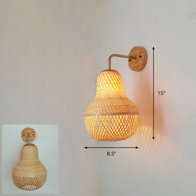 Frendorf | Handgefertigte Korridor-Wandlichtarmatur Bambus Einzel-Glühbirne zeitgenössische Wandmontierte Lampe aus Holz