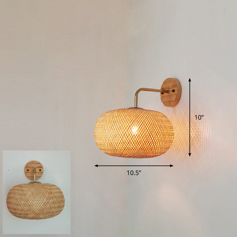 Frendorf | Handgefertigte Korridor-Wandlichtarmatur Bambus Einzel-Glühbirne zeitgenössische Wandmontierte Lampe aus Holz