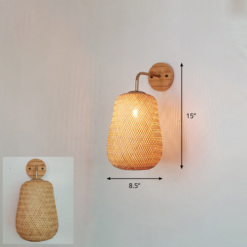 Frendorf | Handgefertigte Korridor-Wandlichtarmatur Bambus Einzel-Glühbirne zeitgenössische Wandmontierte Lampe aus Holz