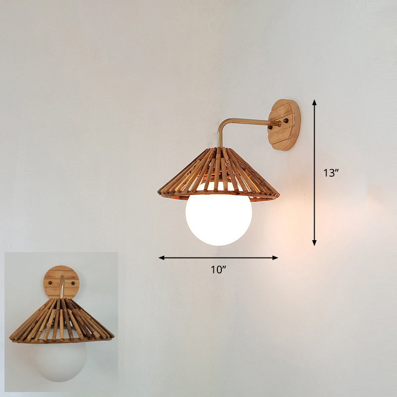 Frendorf | Handgefertigte Korridor-Wandlichtarmatur Bambus Einzel-Glühbirne zeitgenössische Wandmontierte Lampe aus Holz