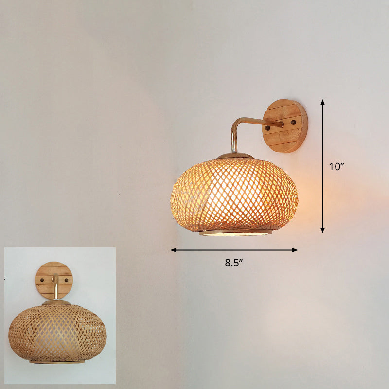 Frendorf | Handgefertigte Korridor-Wandlichtarmatur Bambus Einzel-Glühbirne zeitgenössische Wandmontierte Lampe aus Holz