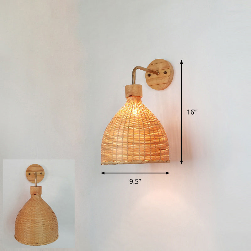Frendorf | Handgefertigte Korridor-Wandlichtarmatur Bambus Einzel-Glühbirne zeitgenössische Wandmontierte Lampe aus Holz