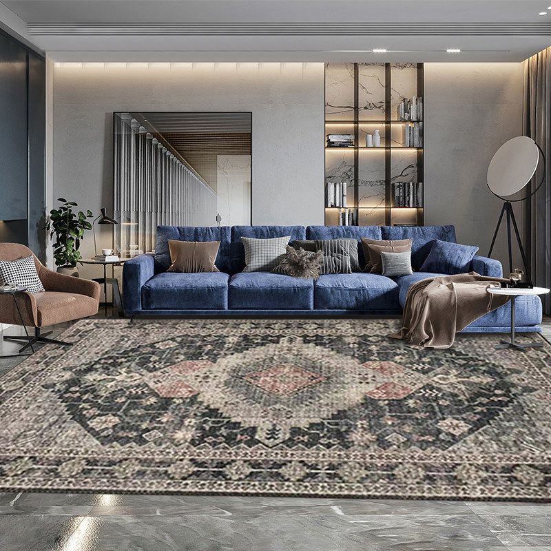 Frendorf | Mehrfarbiger Americana Teppich Polyester Gedruckt Innen Teppich Rutschfest Haustierfreundlich Waschbar Teppich für Wohnzimmer