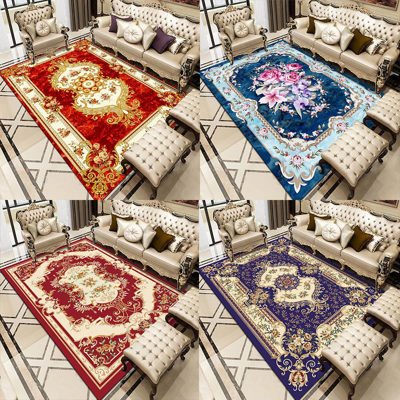 Mehrfarbiger Wohnzimmerteppich Americana Blumenmuster Teppich Synthetik Pflegeleicht Rutschfester Teppich