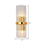 Frendorf | 2 Lichter Wohnzimmer Wandmontierte Lampe Moderne Messing-Finish Wandleuchte mit zylindrischem klarem Kristallschirm