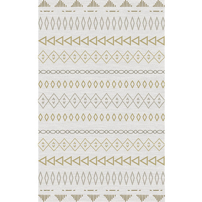 Frendorf | Boho Wohnzimmer Teppich Multi-Farben Geometrisches Muster Teppich Leinen Umweltfreundlicher Handgemachter Teppich mit Fransen