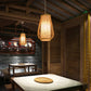 Holz Handgewebte Hängeleuchte Minimalistisch 1 Kopf Rattan Pendelleuchte