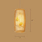Holz Handgewebte Hängeleuchte Minimalistisch 1 Kopf Rattan Pendelleuchte
