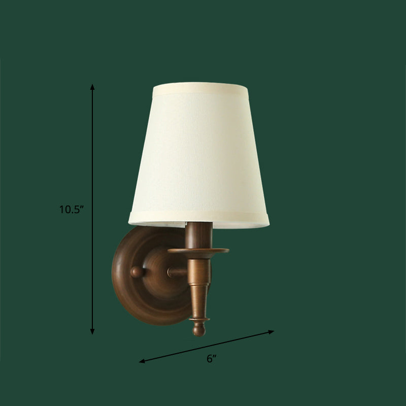 Frendorf | Traditionele Bucket Wandlamp 1 Kop Stof Wandarmatuur in Donkerbruin voor de Woonkamer