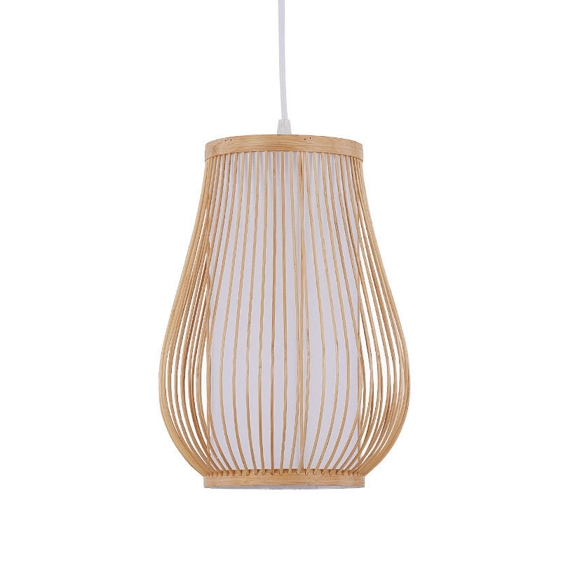 Bamboo Pear Deckenbeleuchtung Asiatischer Stil 1������Glühbirne Holz Hängeleuchte für Restaurant