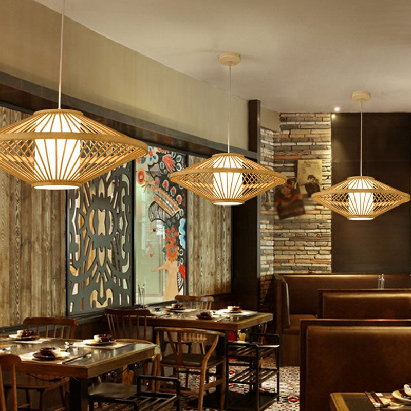 Handgefertigte Restaurant-Deckenleuchte Bamboo Einzelne moderne Stil hängende Pendelleuchte aus Holz