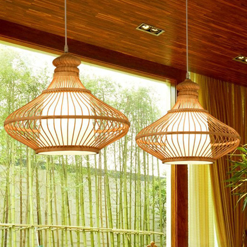 Handgefertigte Restaurant-Deckenleuchte Bamboo Einzelne moderne Stil hängende Pendelleuchte aus Holz