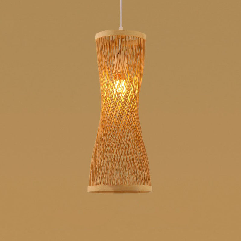 Handgefertigte Restaurant-Deckenleuchte Bamboo Einzelne moderne Stil hängende Pendelleuchte aus Holz