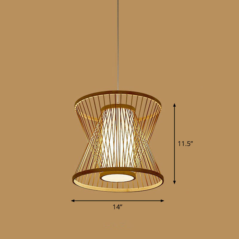Handgefertigte Restaurant-Deckenleuchte Bamboo Einzelne moderne Stil hängende Pendelleuchte aus Holz