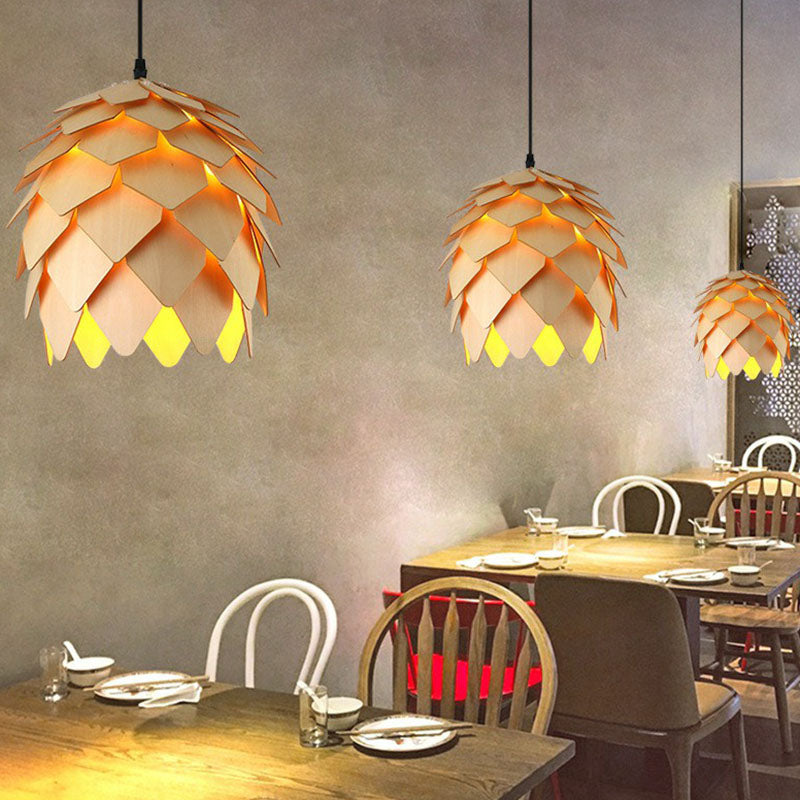 Japanischer Stil Schattende Deckenleuchte Holz Einzelne-Glühbirne Restaurant Hängende Pendelleuchte