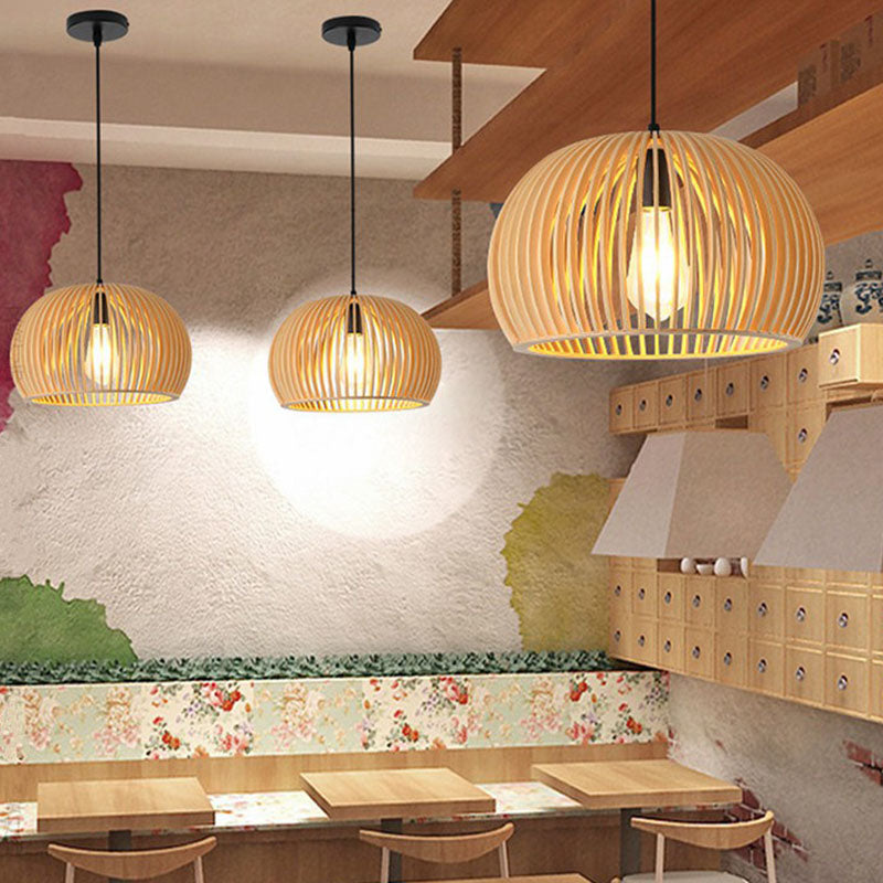 Japanischer Stil Schattende Deckenleuchte Holz Einzelne-Glühbirne Restaurant Hängende Pendelleuchte