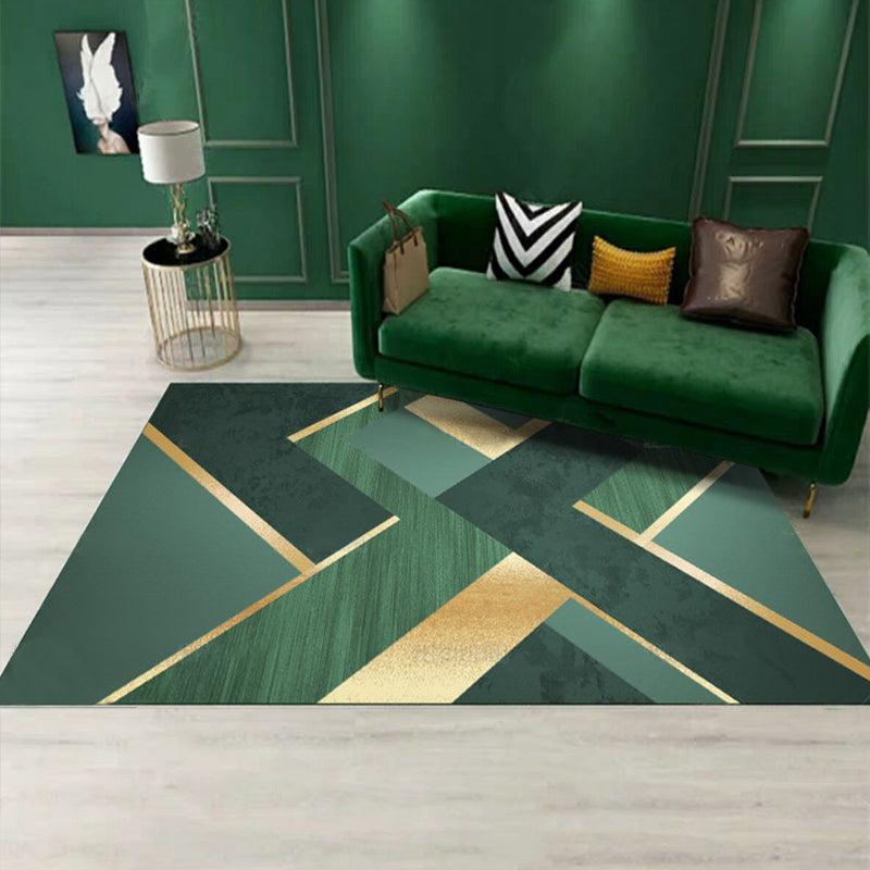 Luxus Wohnzimmer Teppich Mehrfarbig Geometrisches Muster Bereichsteppich Polyester Rutschfester Maschinenwaschbarer Teppich
