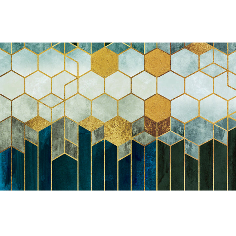 Luxus Wohnzimmer Teppich Mehrfarbig Geometrisches Muster Bereichsteppich Polyester Rutschfester Maschinenwaschbarer Teppich